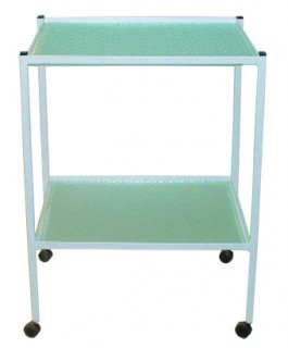 CHARIOT DE SOIN LAQUE 60*40 2 ÉTAGE AVEC VERRE